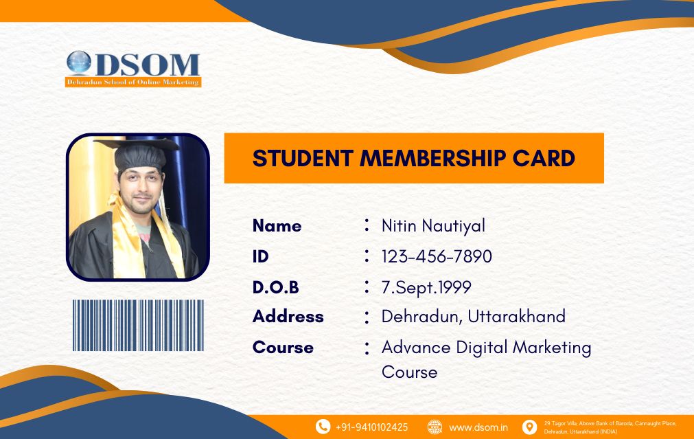 Digital marketing institute student membership card