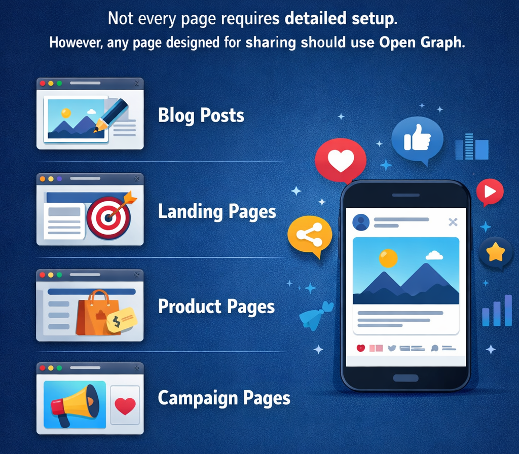 Open Graph implementation mistakes infographic with checklist and warning icons