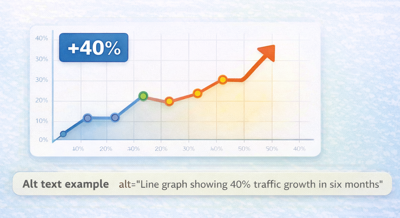 Line graph showing 40 percent traffic growth over six months