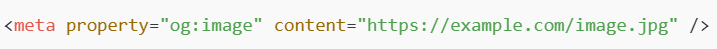 HTML meta tag example showing og:image property for Open Graph title setup