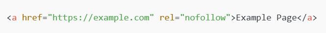 HTML example of a nofollow link anchor tag