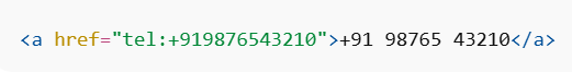 HTML tel link with clean href value and formatted visible phone number